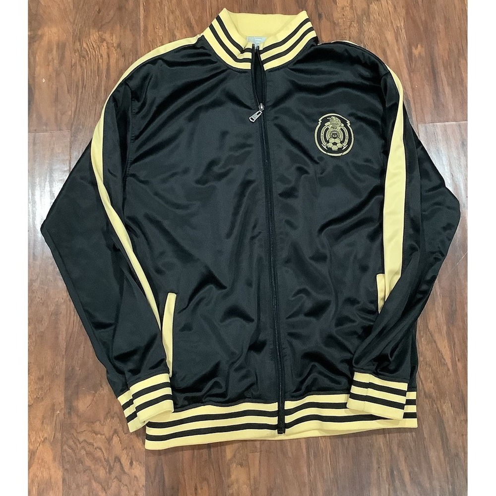 Mexico Track Jacket By Mj Collection Men M Black Tri Color Full Zip Pockets